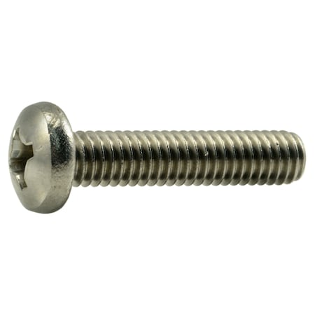 5/16-18 X 1-1/2 In Phillips Flat Machine Screw, Plain Stainless Steel, 8 PK